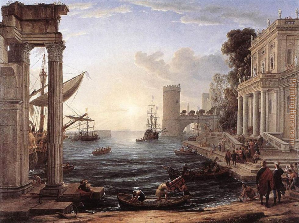 Seaport with the Embarkation of the Queen of Sheba painting - Claude Lorrain Seaport with the Embarkation of the Queen of Sheba art painting